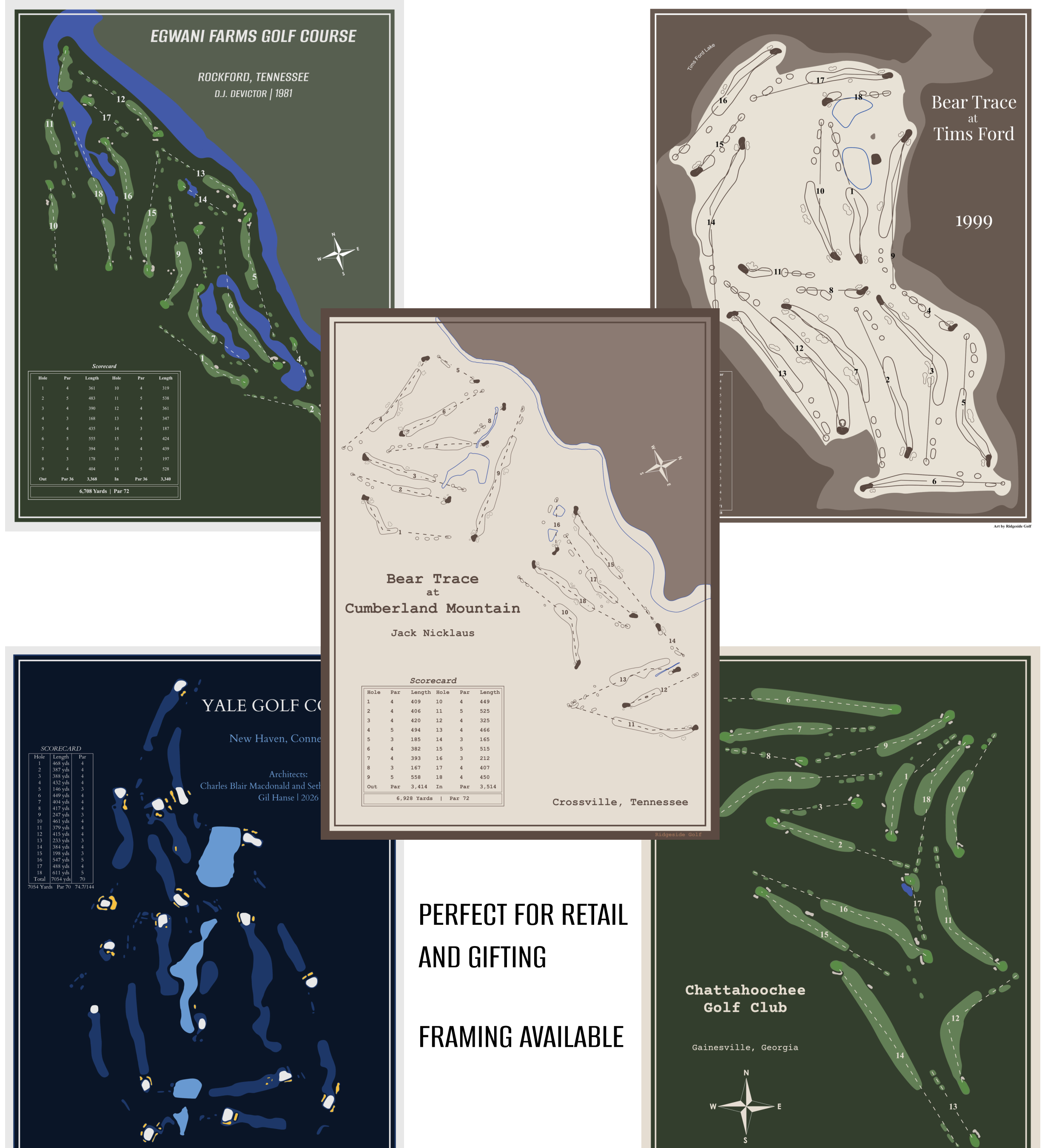 Custom Golf Course Routing Prints by Ridgeside Golf